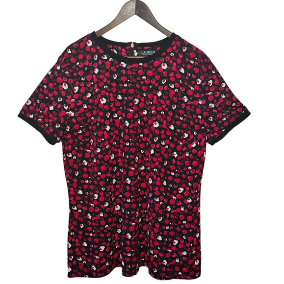 Lauren Ralph Lauren Floral Artsy Stretch Jersey Top Crewneck Plus Size 1X - Picture 1 of 11